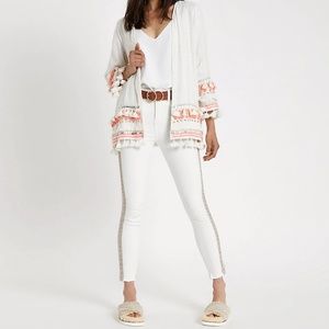 RIVER ISLAND Aztec embroidered tassel beach kimono